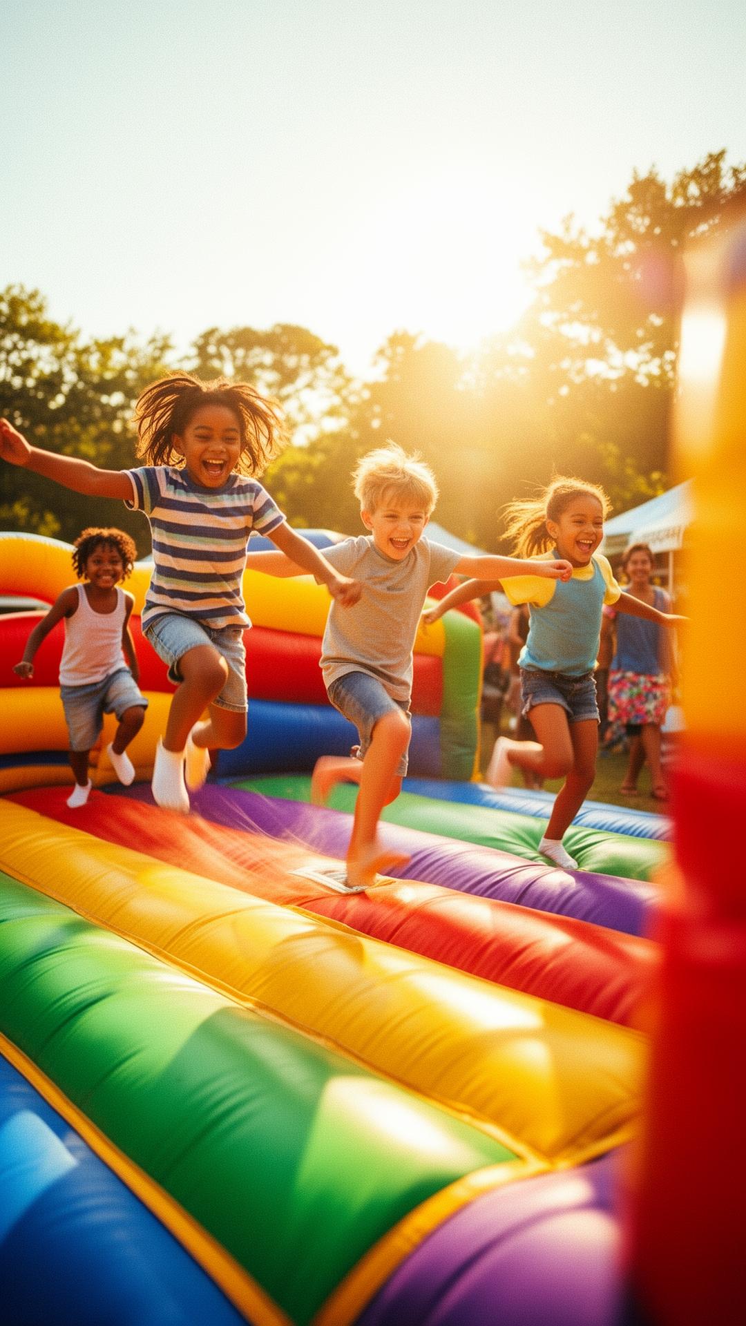 Kids playing in bounce house